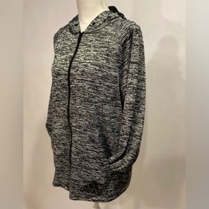 Adidas Heathered Black and Gray Zip-Up Hoodie